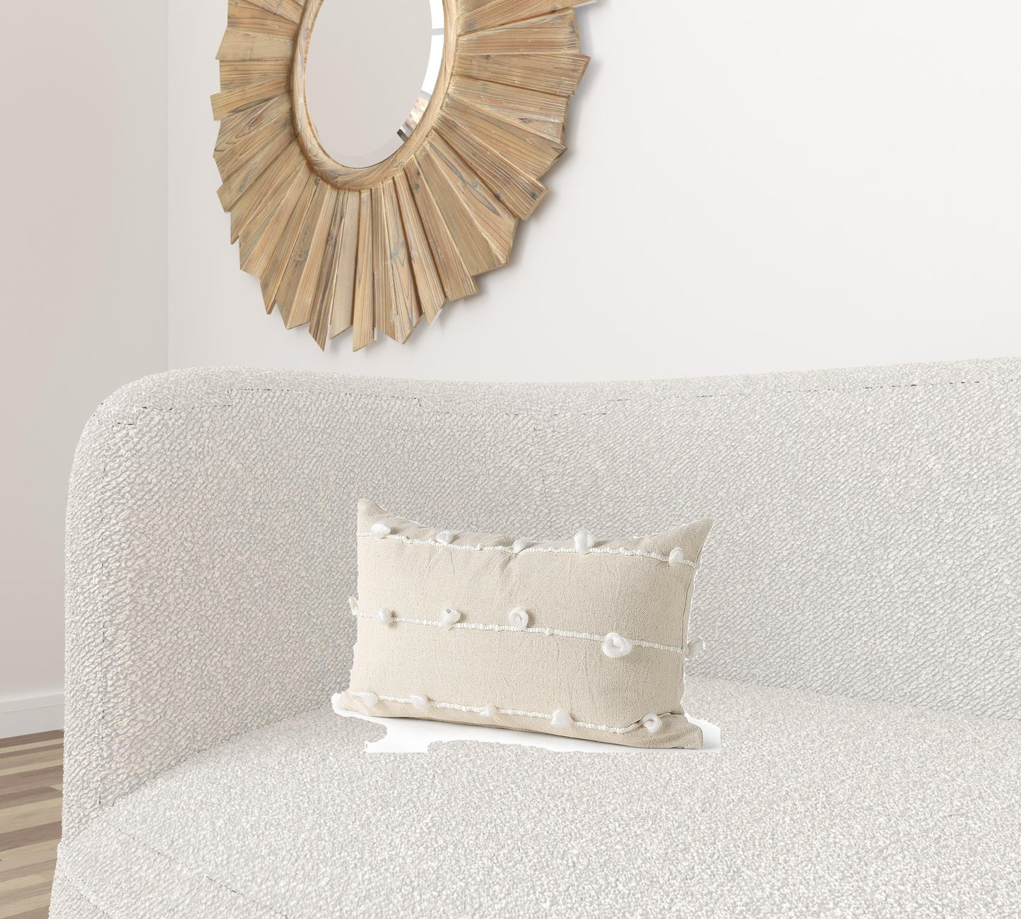 Clouds On Cream Canvas Lumbar Pillow Cover FurniFindUSA