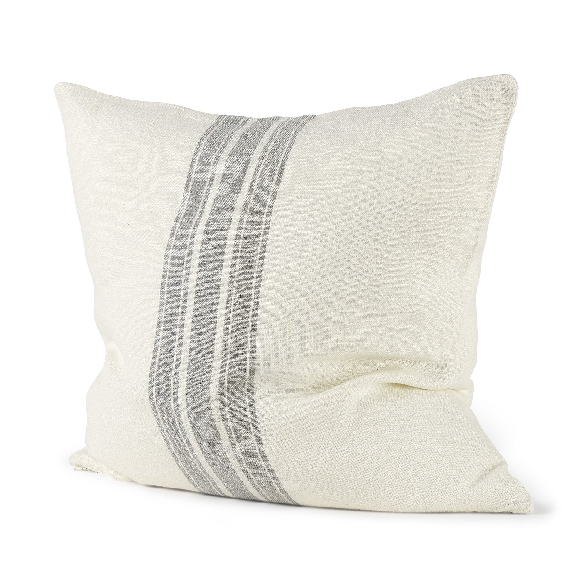 Off White Pillow Cover With  Ash Gray  Stripes FurniFindUSA