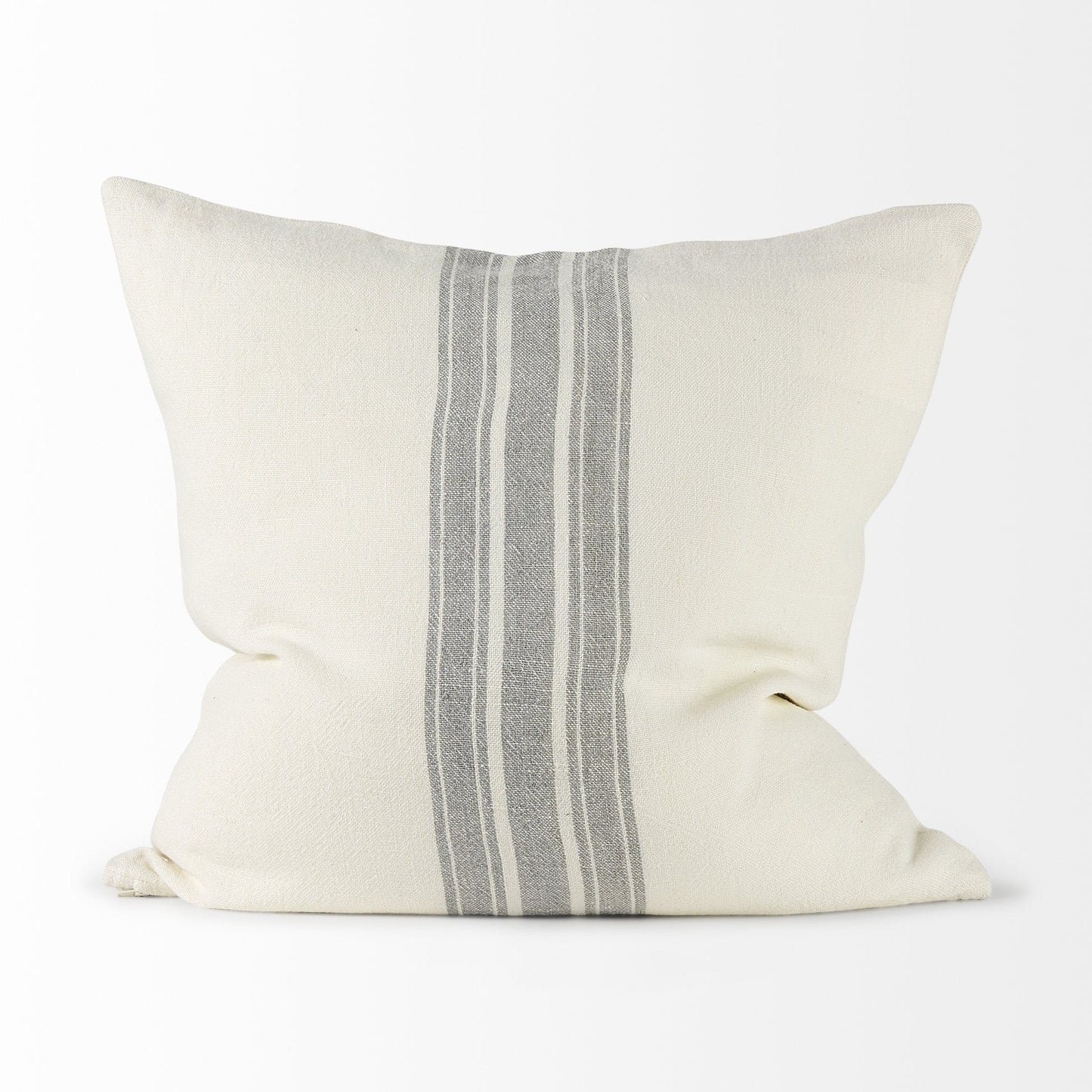 Off White Pillow Cover With  Ash Gray  Stripes FurniFindUSA