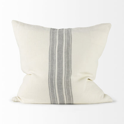 Off White Pillow Cover With  Ash Gray  Stripes FurniFindUSA