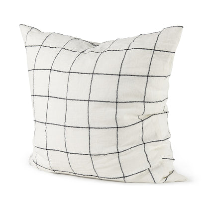 White And Black Grid Square Accent Pillow Cover FurniFindUSA