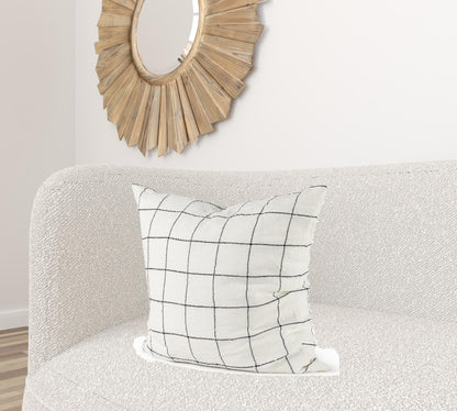 White And Black Grid Square Accent Pillow Cover FurniFindUSA