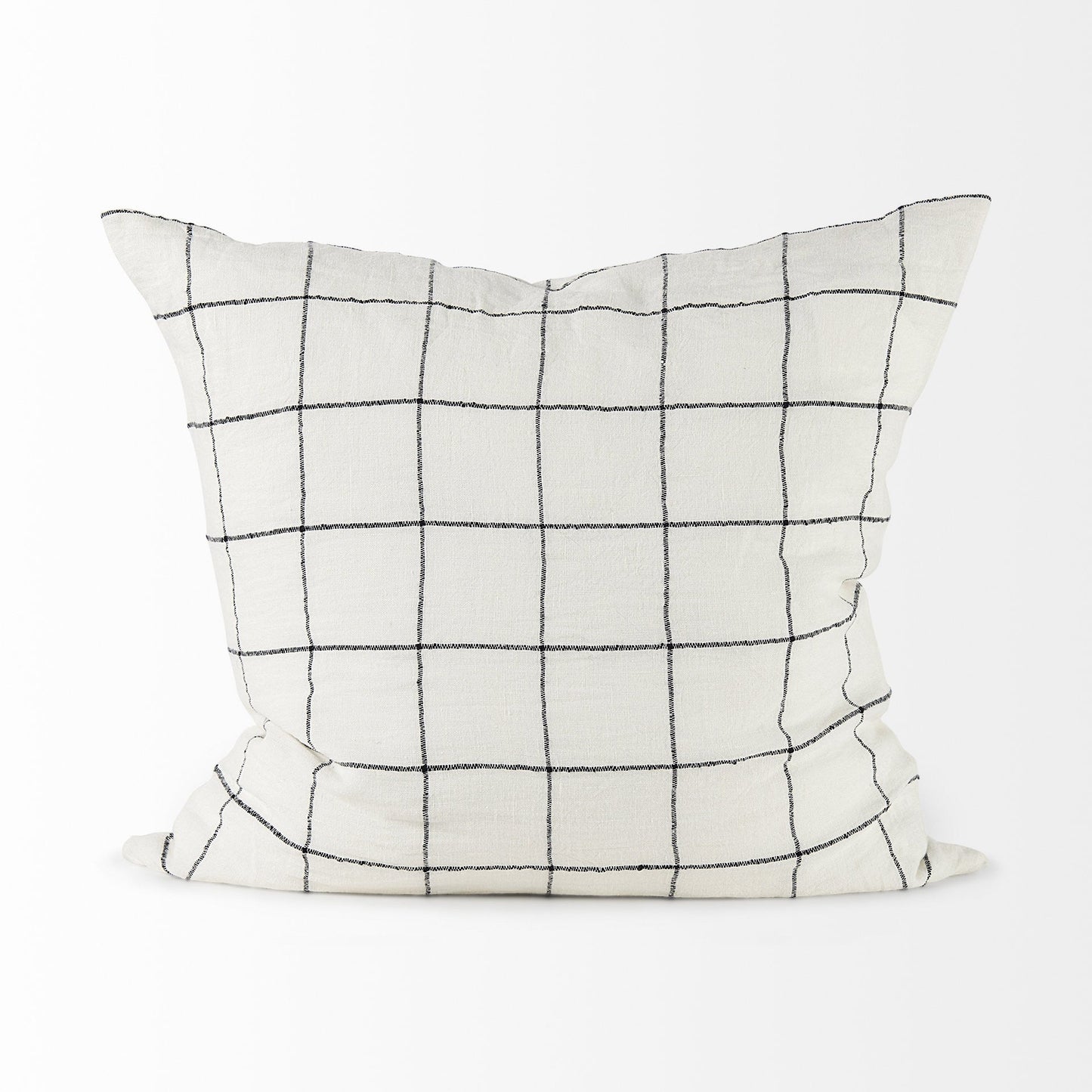 White And Black Grid Square Accent Pillow Cover FurniFindUSA