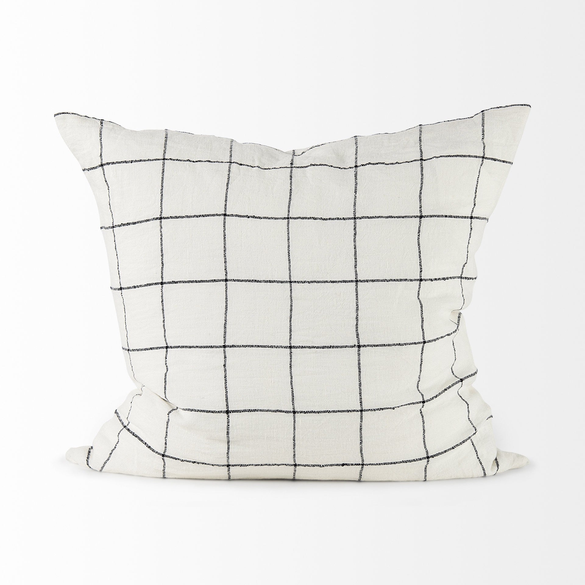 White And Black Grid Square Accent Pillow Cover FurniFindUSA
