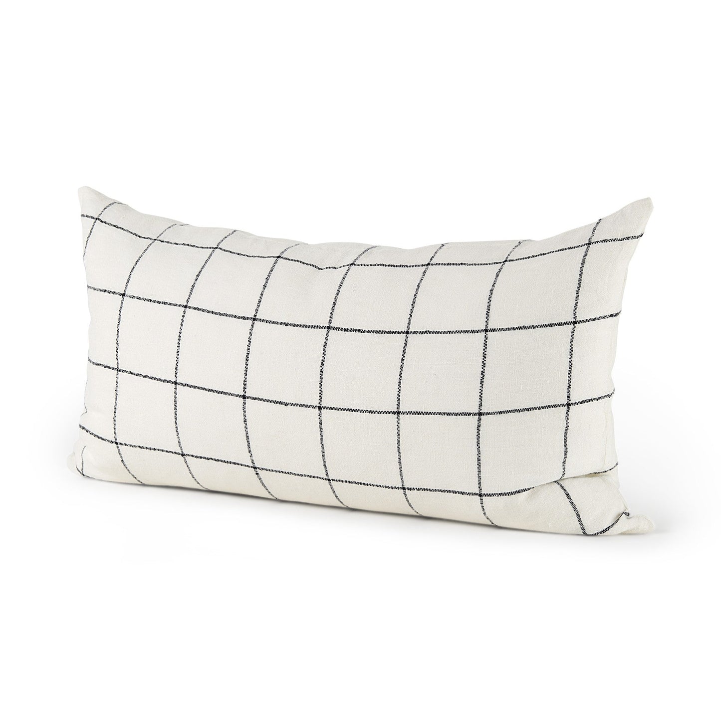 White And Black Grid Lumbar Accent Pillow Cover FurniFindUSA