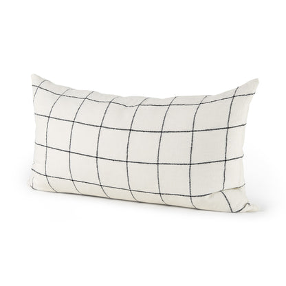 White And Black Grid Lumbar Accent Pillow Cover FurniFindUSA
