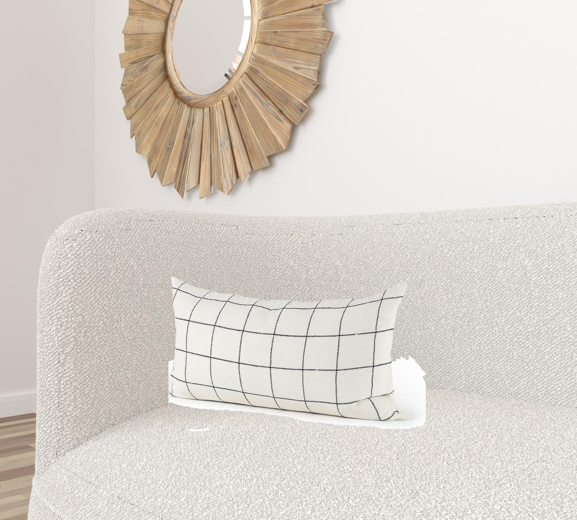 White And Black Grid Lumbar Accent Pillow Cover FurniFindUSA