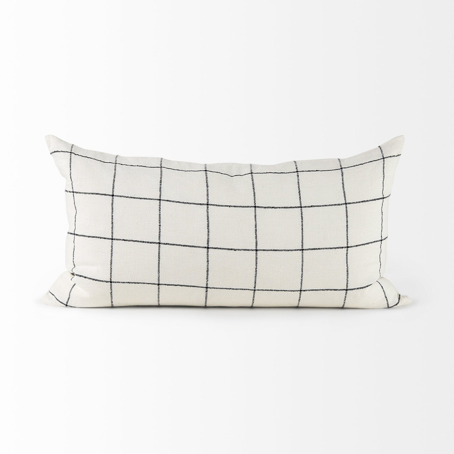 White And Black Grid Lumbar Accent Pillow Cover FurniFindUSA