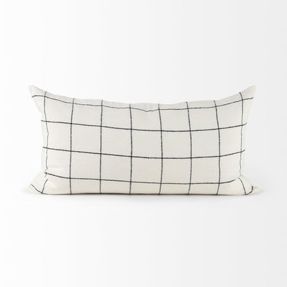 White And Black Grid Lumbar Accent Pillow Cover FurniFindUSA