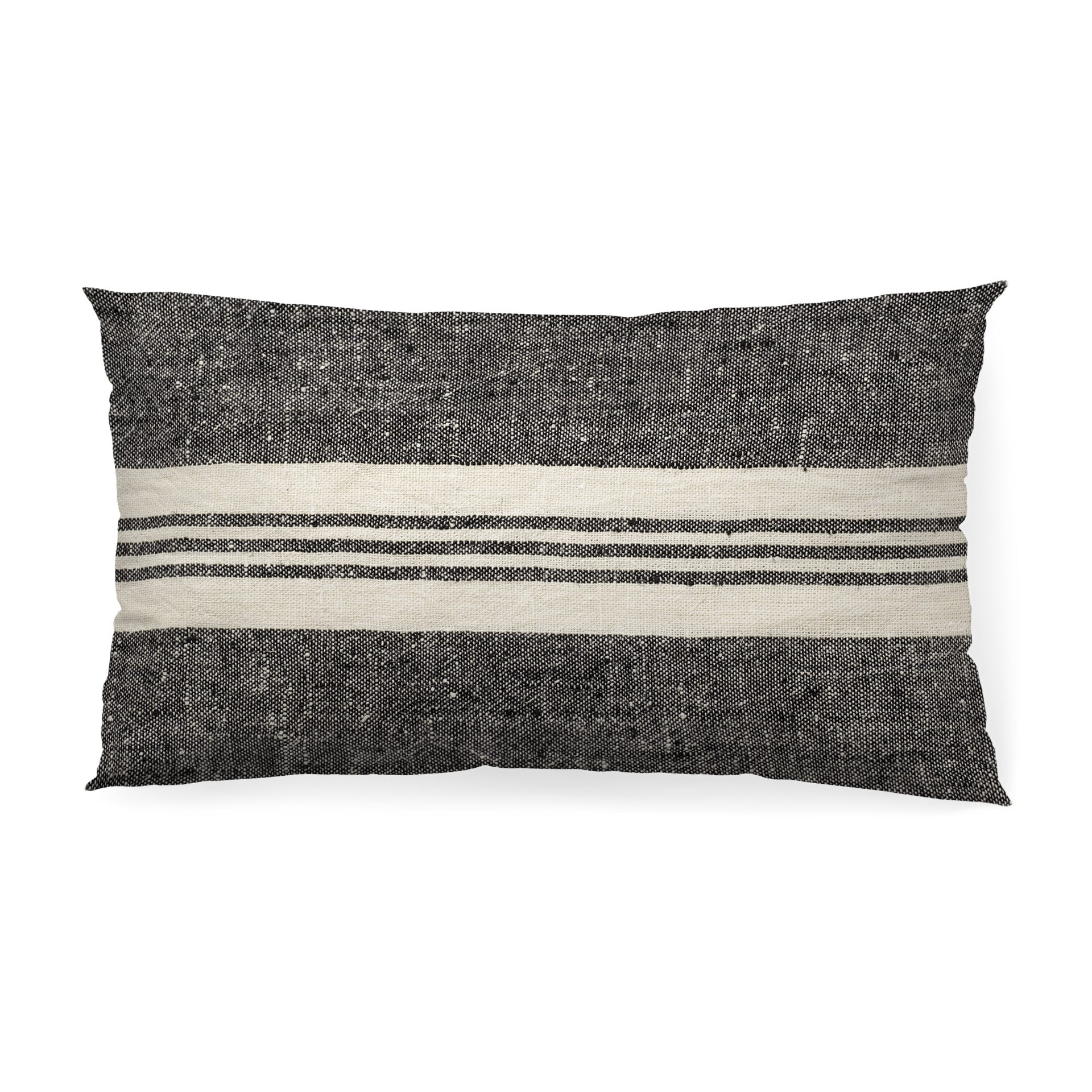 Black And White Striped Lumbar Accent Pillow Cover FurniFindUSA