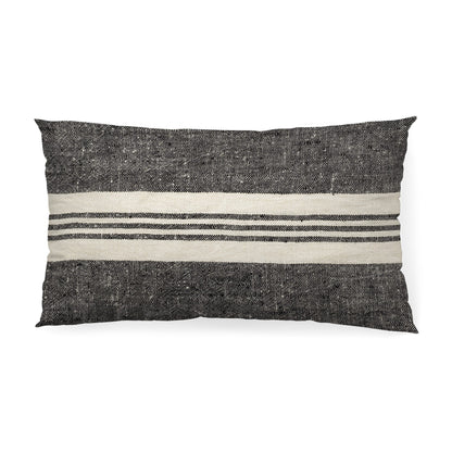 Black And White Striped Lumbar Accent Pillow Cover FurniFindUSA