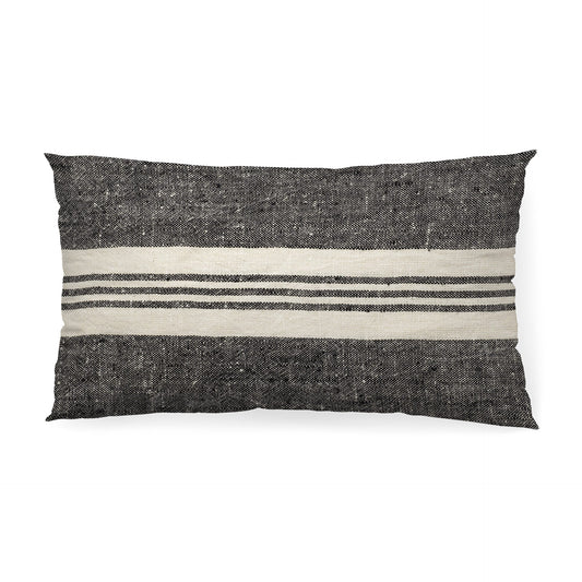 Black And White Striped Lumbar Accent Pillow Cover FurniFindUSA
