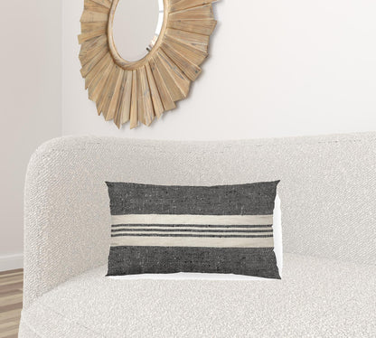 Black And White Striped Lumbar Accent Pillow Cover FurniFindUSA
