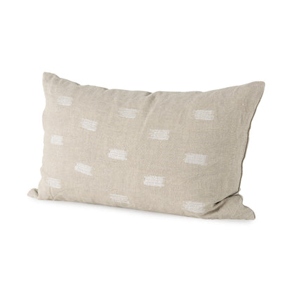 Canvas Beige And White Lumbar Accent Pillow Cover FurniFindUSA