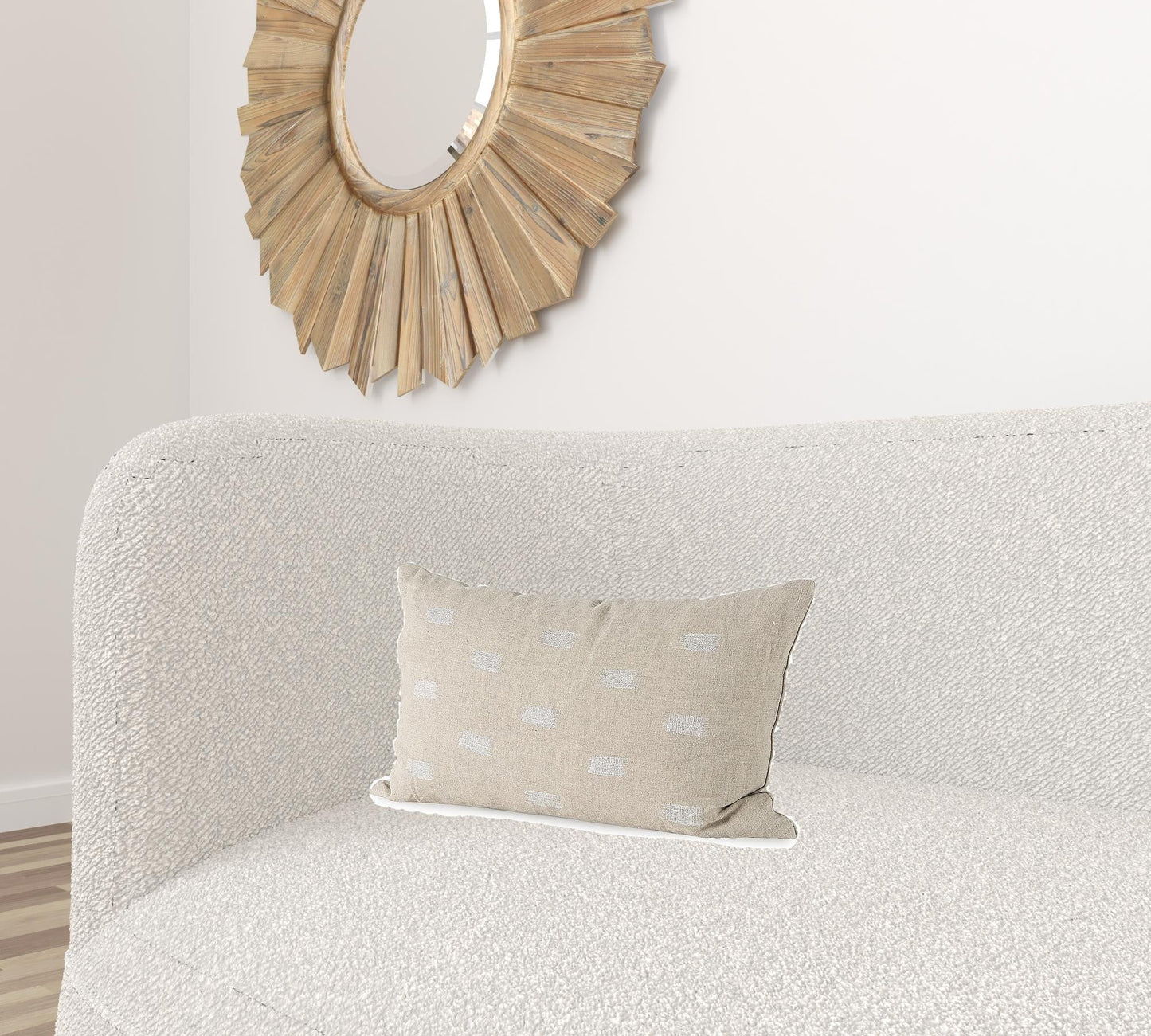 Canvas Beige And White Lumbar Accent Pillow Cover FurniFindUSA