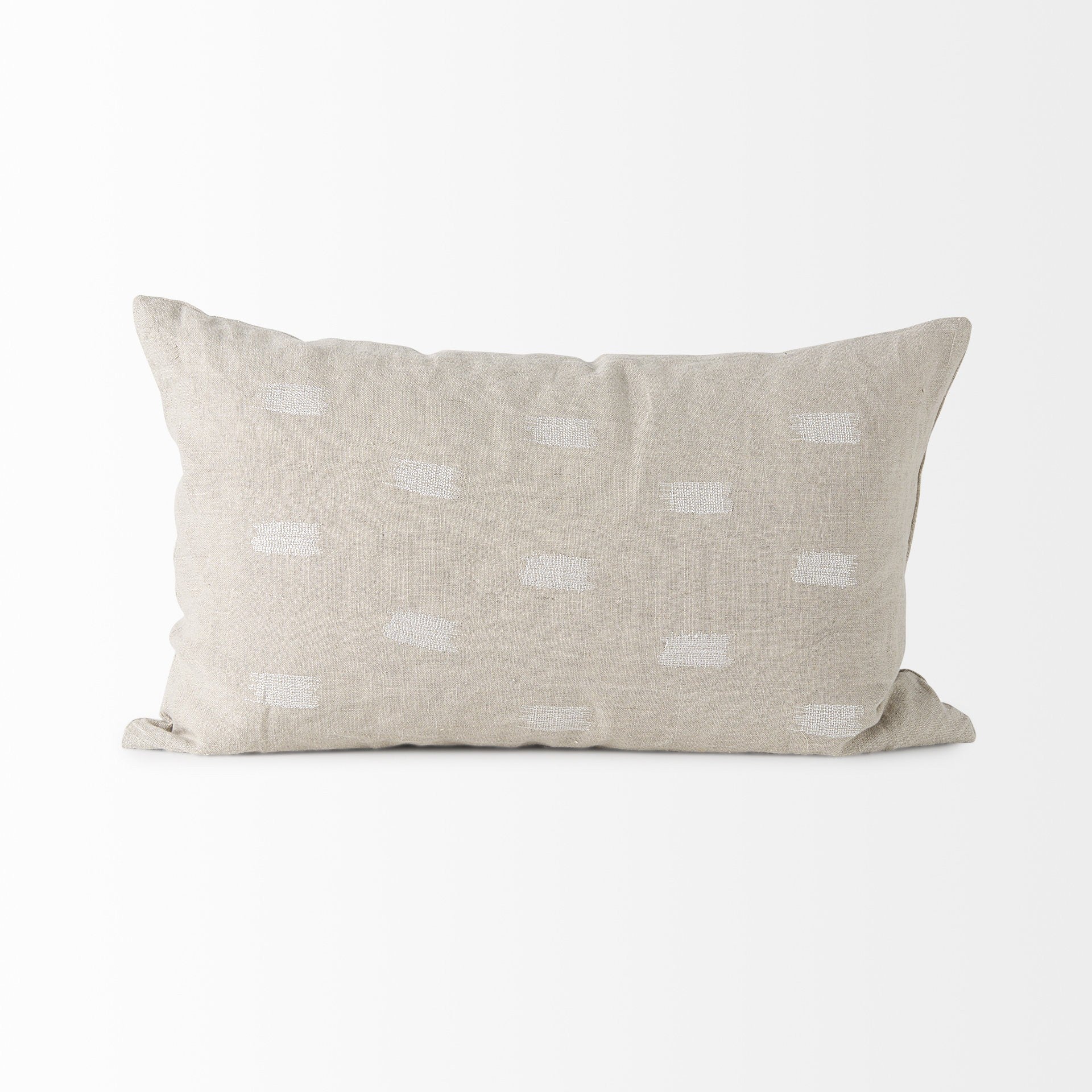 Canvas Beige And White Lumbar Accent Pillow Cover FurniFindUSA