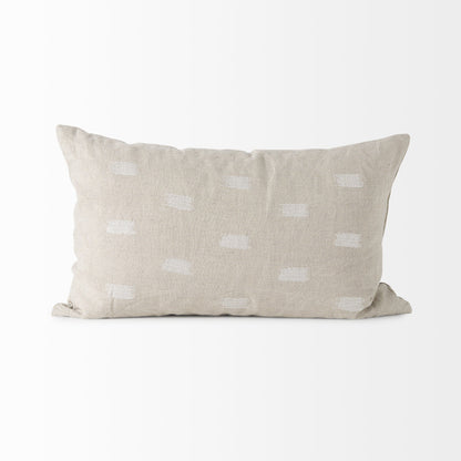 Canvas Beige And White Lumbar Accent Pillow Cover FurniFindUSA
