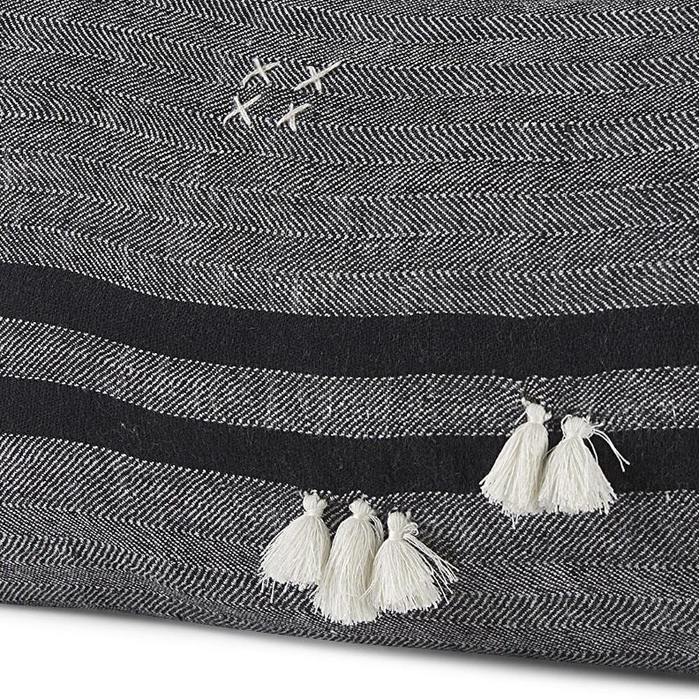 Dark Gray Detailed Lumbar Throw Pillow Cover — view 11