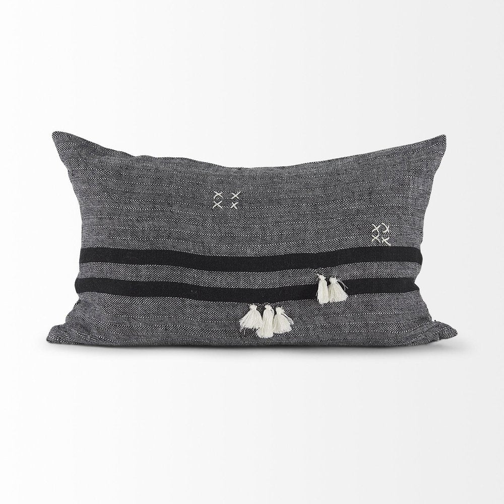 Dark Gray Detailed Lumbar Throw Pillow Cover — view 2