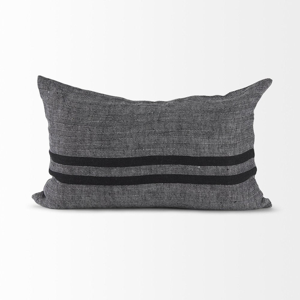 Dark Gray Detailed Lumbar Throw Pillow Cover — view 4