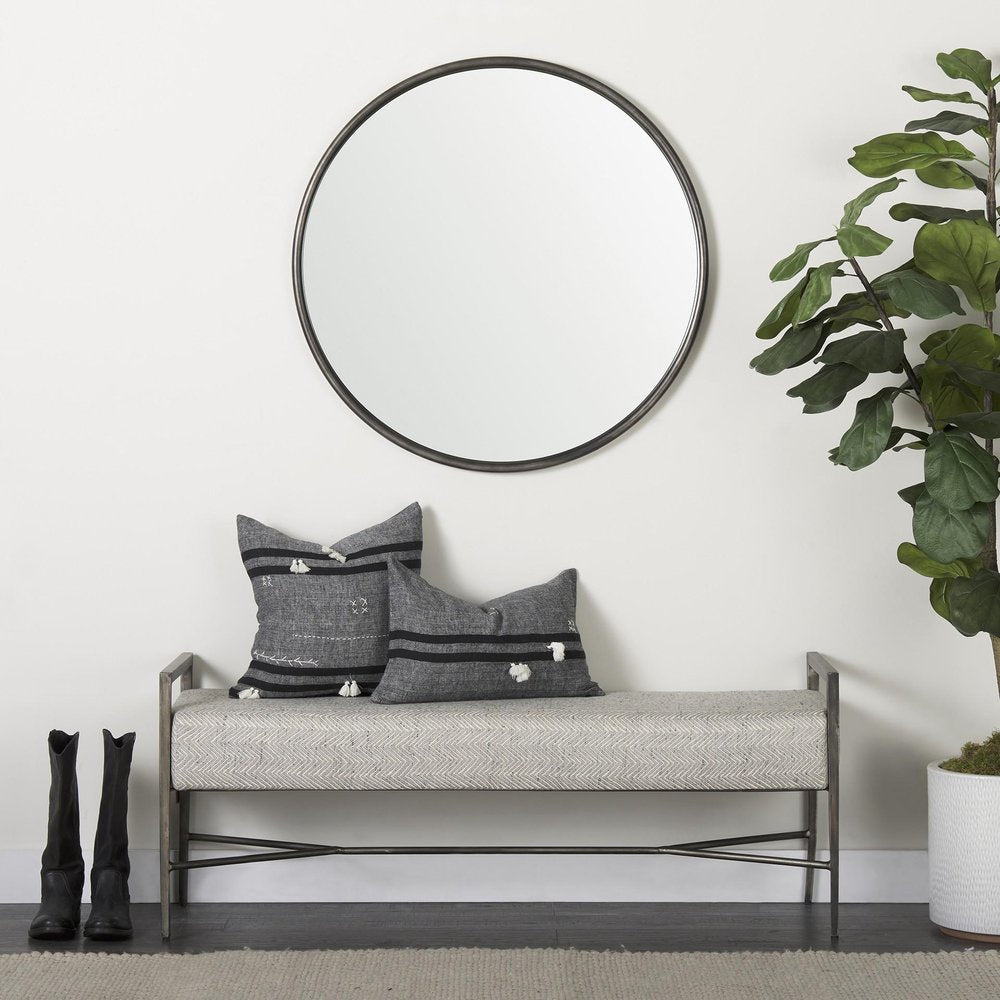 Dark Gray Detailed Lumbar Throw Pillow Cover — view 9