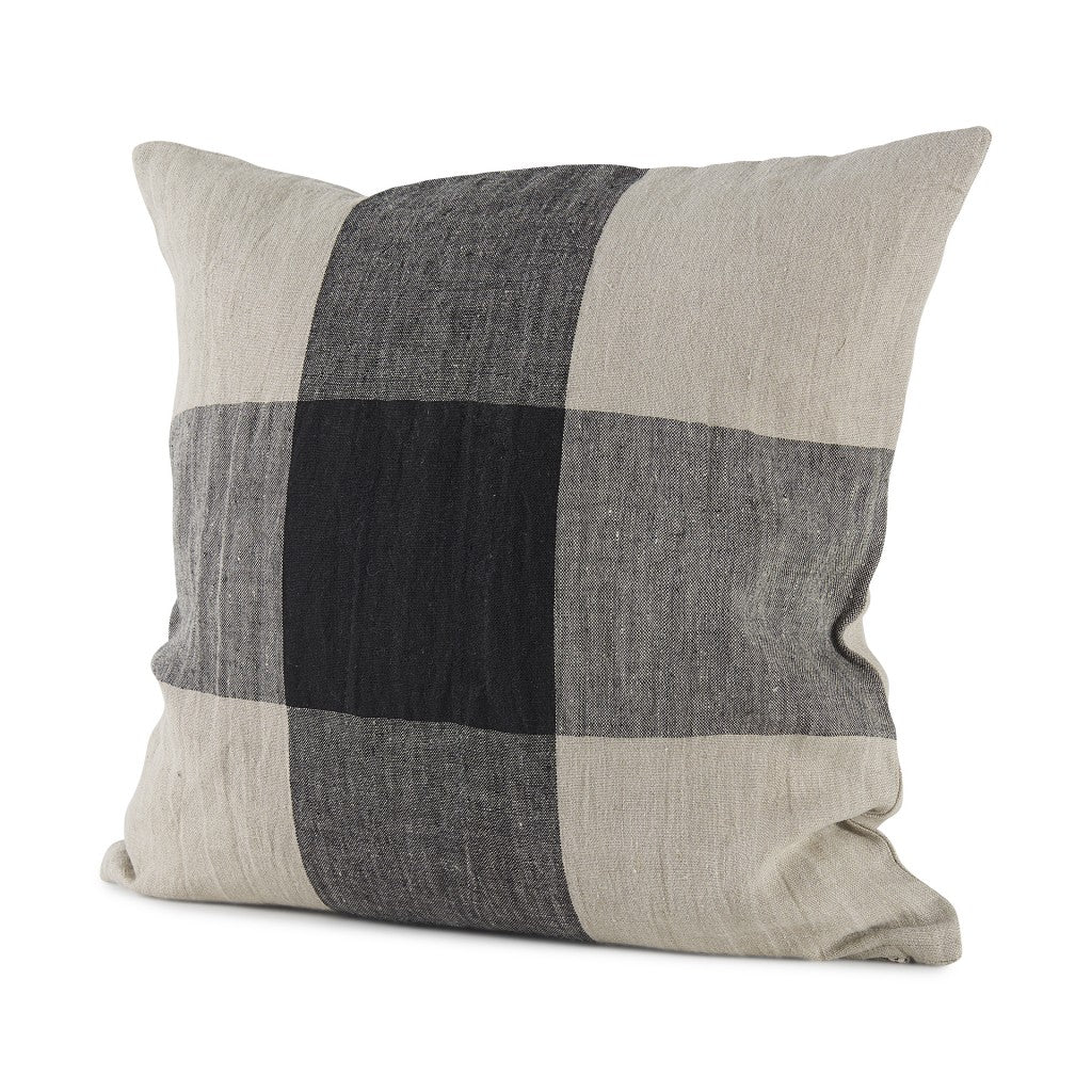 Beige And Black Plaid Pattern Throw Pillow Cover FurniFindUSA