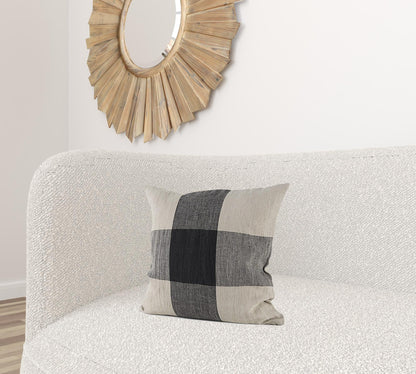 Beige And Black Plaid Pattern Throw Pillow Cover FurniFindUSA