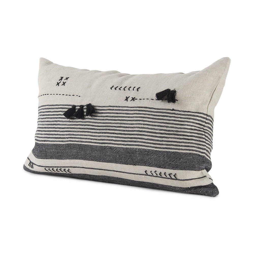 Light Gray Detailed Lumbar Throw Pillow Cover — view 1