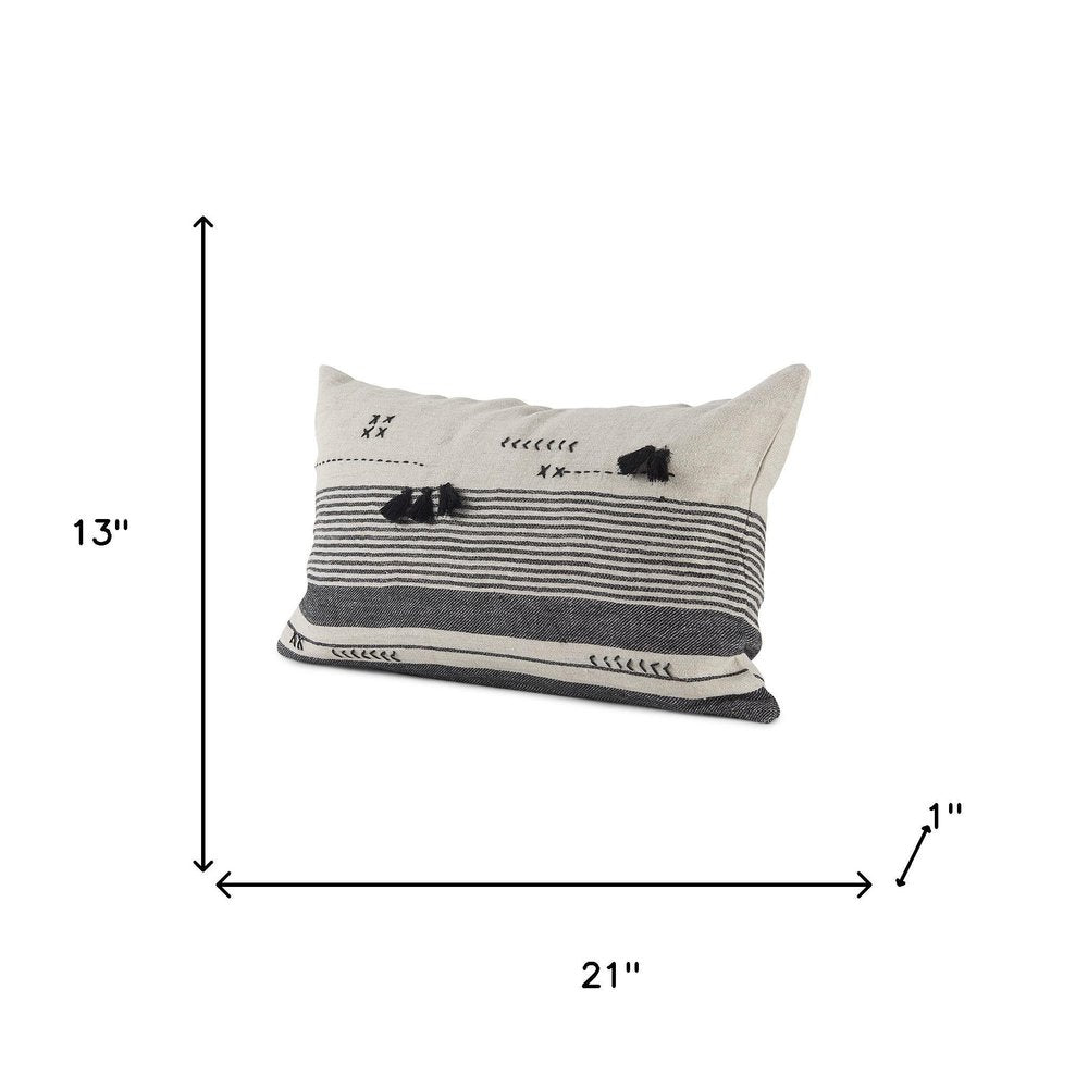 Light Gray Detailed Lumbar Throw Pillow Cover — view 9