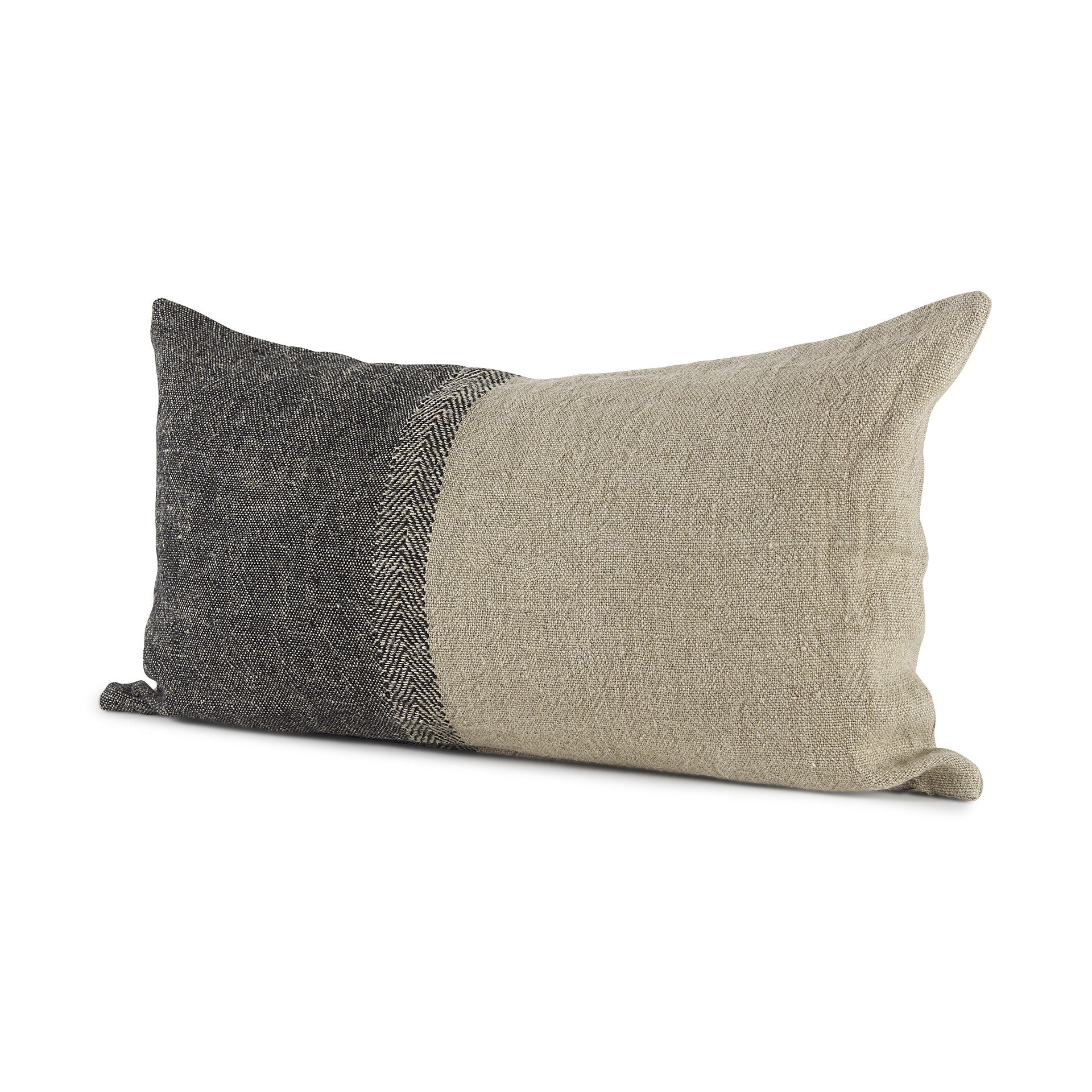 Black And Gray Two Tone Lumbar Pillow Cover FurniFindUSA