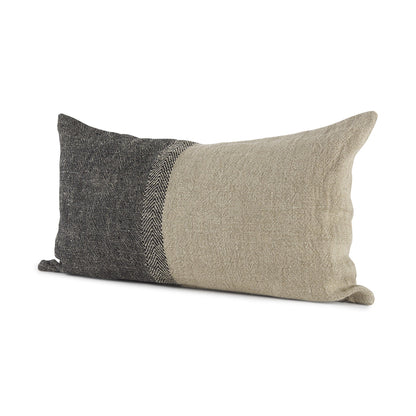 Black And Gray Two Tone Lumbar Pillow Cover FurniFindUSA