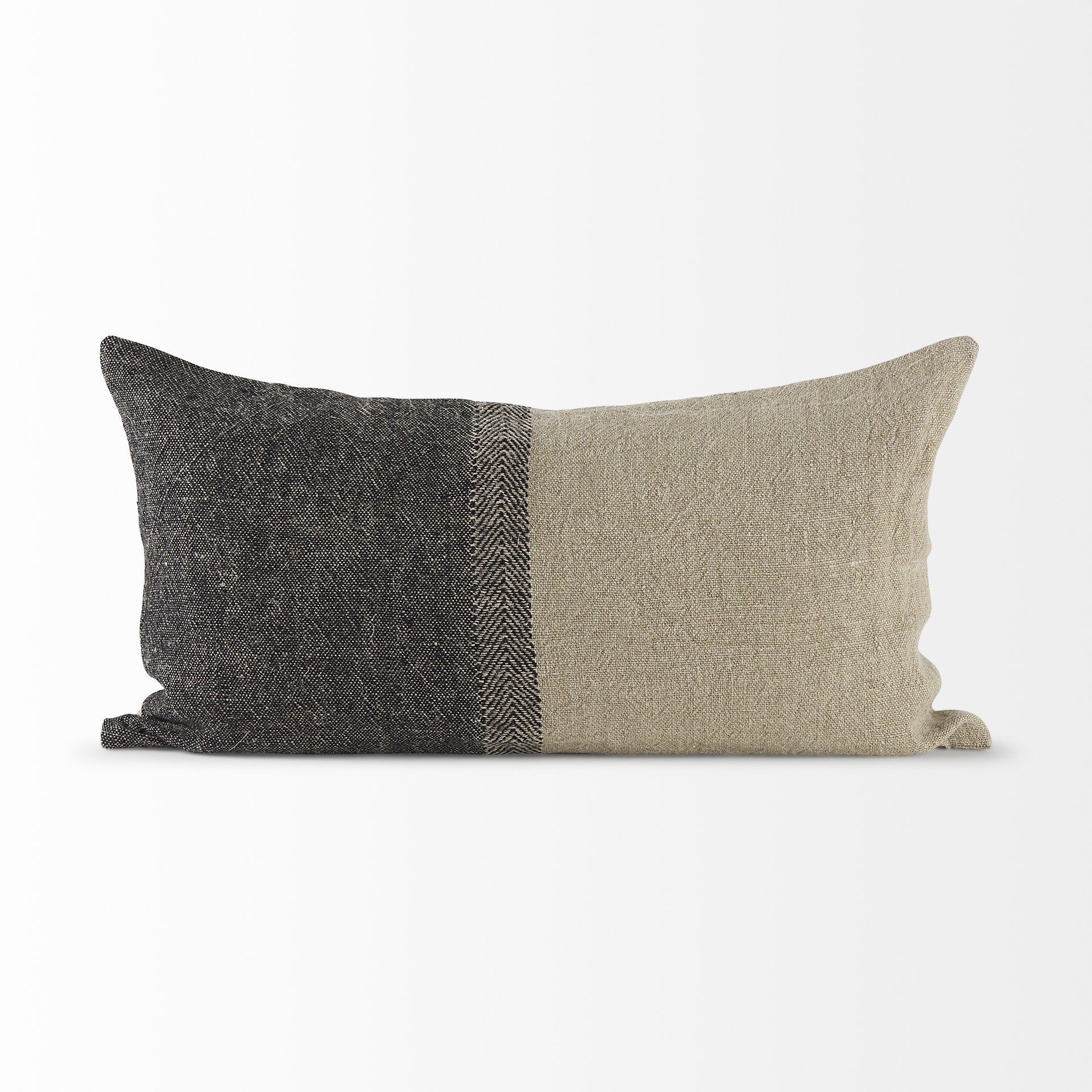 Black And Gray Two Tone Lumbar Pillow Cover FurniFindUSA