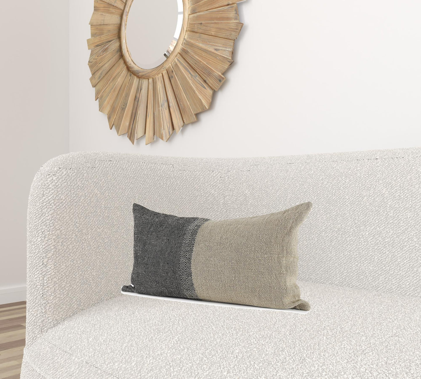 Black And Gray Two Tone Lumbar Pillow Cover FurniFindUSA