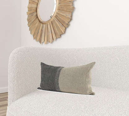 Black And Gray Two Tone Lumbar Pillow Cover FurniFindUSA