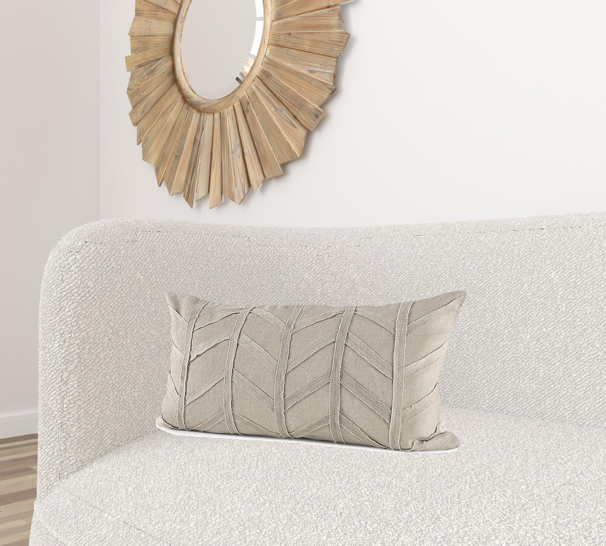Light Gray Chevron Textured Lumbar Pillow Cover FurniFindUSA