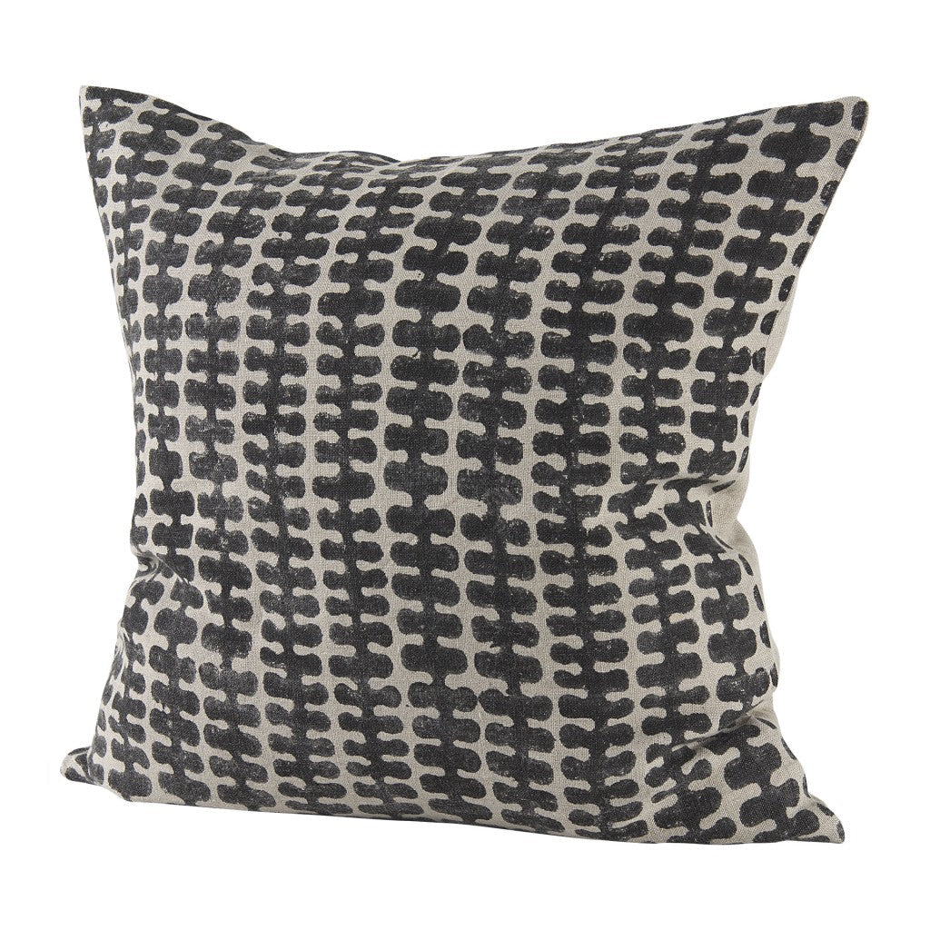18" Gray and Black Ikat Linen Throw Pillow Cover FurniFindUSA