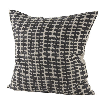 18" Gray and Black Ikat Linen Throw Pillow Cover FurniFindUSA