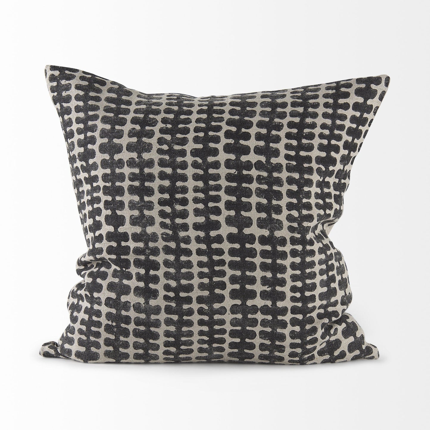 18" Gray and Black Ikat Linen Throw Pillow Cover FurniFindUSA