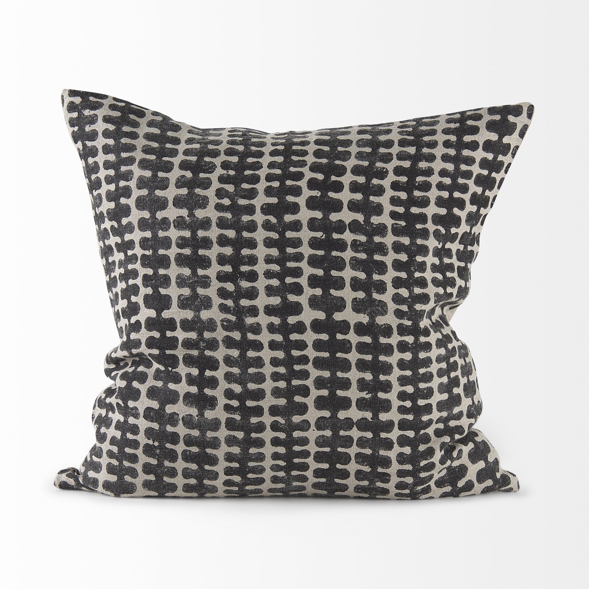 18" Gray and Black Ikat Linen Throw Pillow Cover FurniFindUSA
