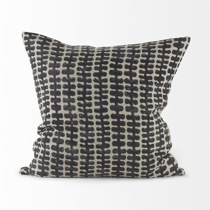 18" Gray and Black Ikat Linen Throw Pillow Cover FurniFindUSA