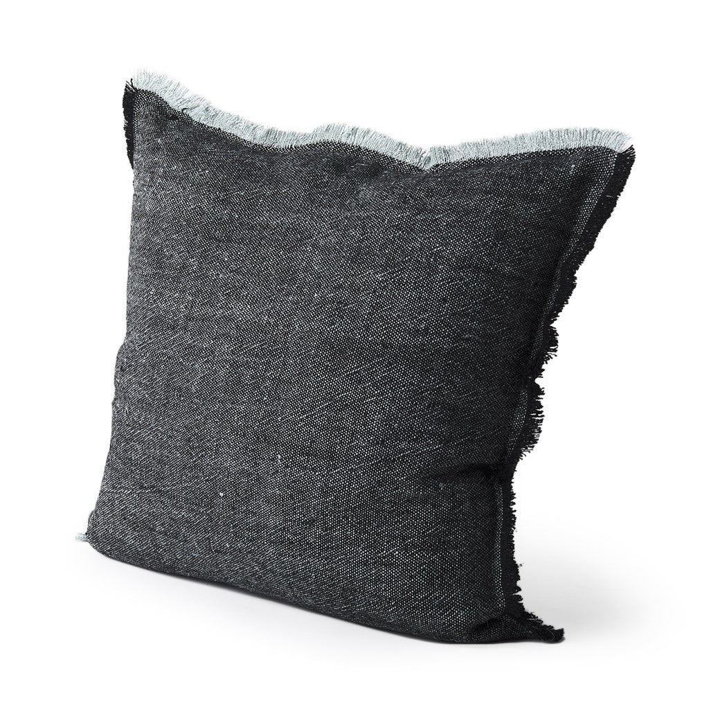 Dark Gray Fringed Throw Pillow Cover FurniFindUSA