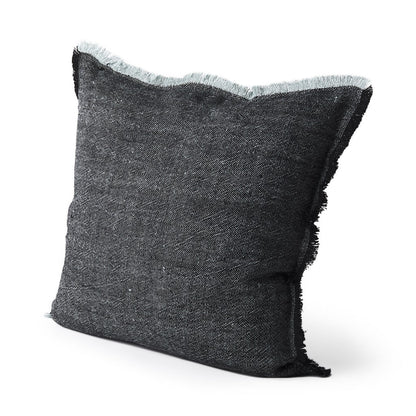 Dark Gray Fringed Throw Pillow Cover FurniFindUSA