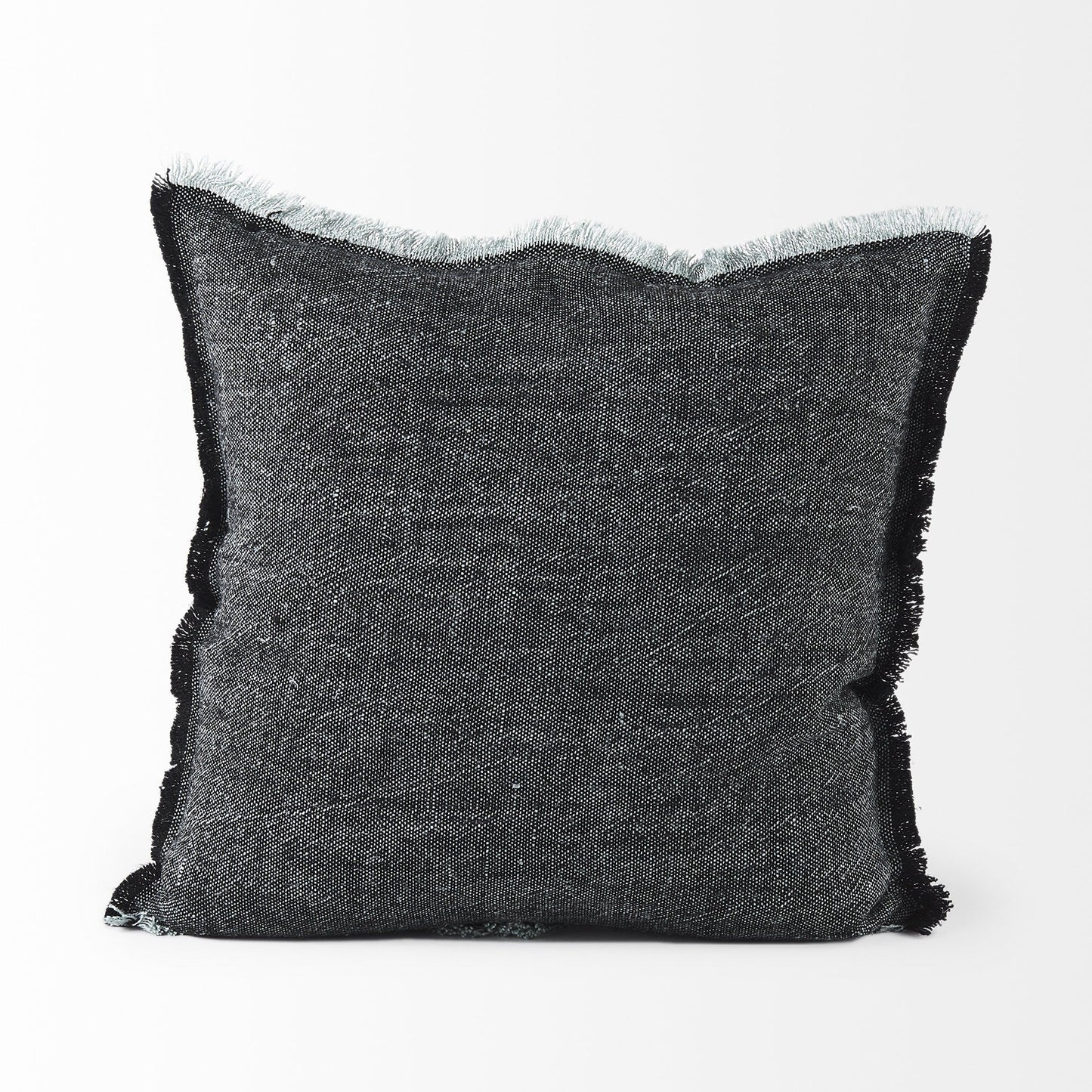Dark Gray Fringed Throw Pillow Cover FurniFindUSA