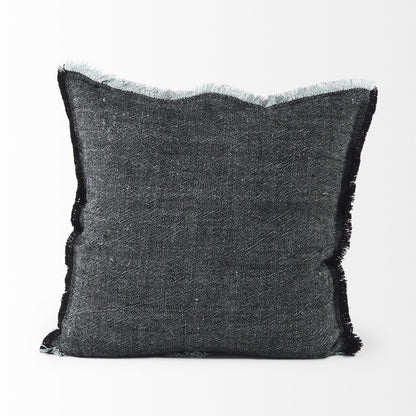 Dark Gray Fringed Throw Pillow Cover FurniFindUSA