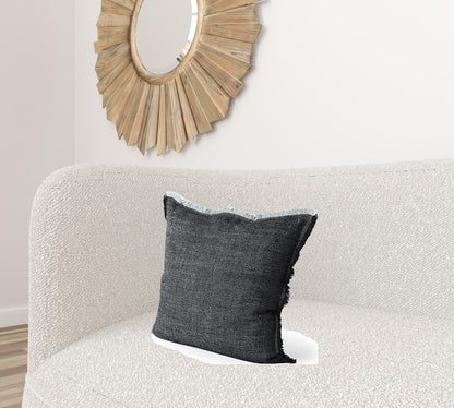 Dark Gray Fringed Throw Pillow Cover FurniFindUSA