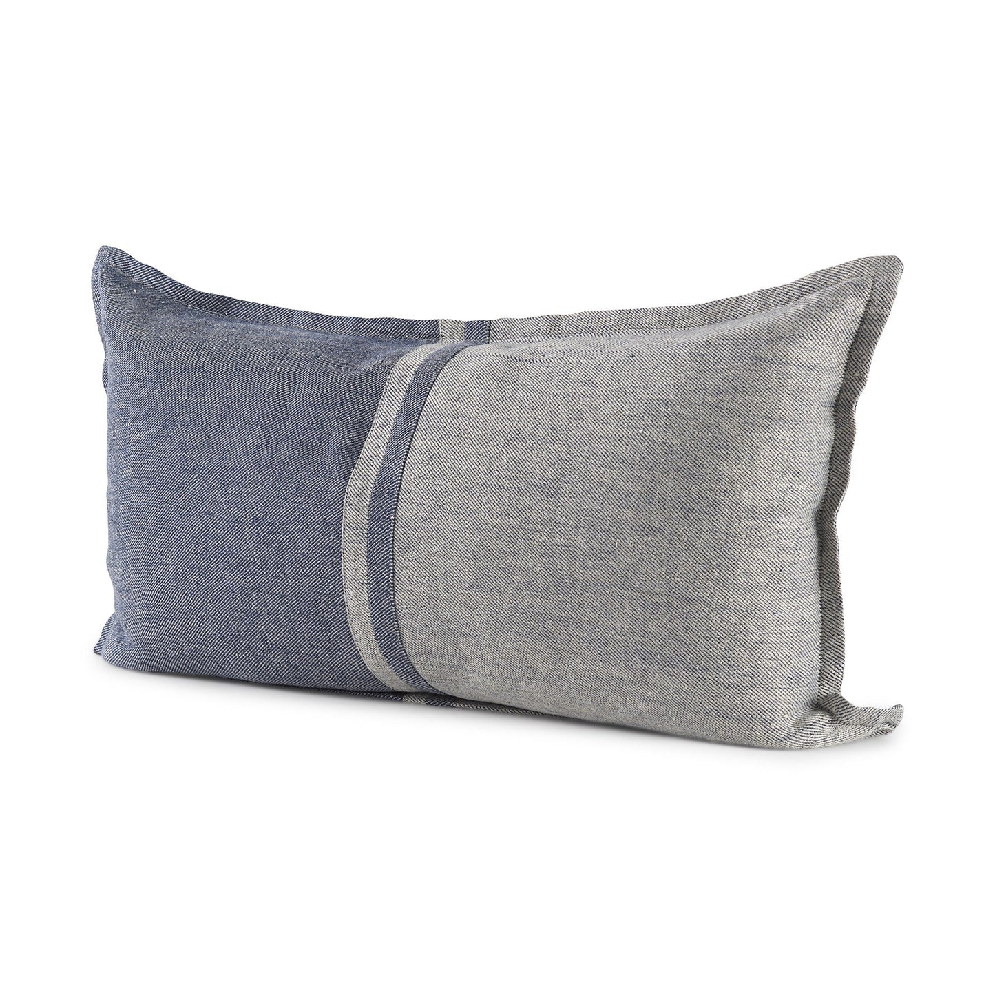Gray And Blue Color Block Lumbar Pillow Cover FurniFindUSA