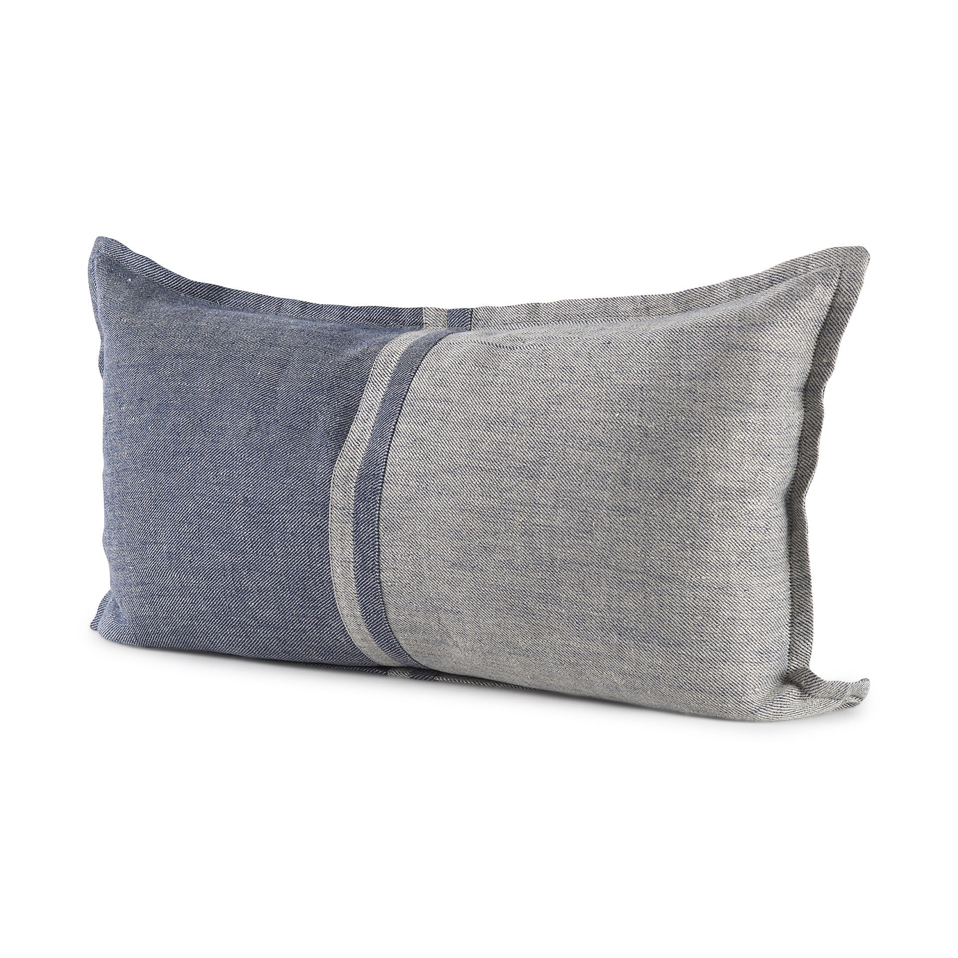 Gray And Blue Color Block Lumbar Pillow Cover FurniFindUSA
