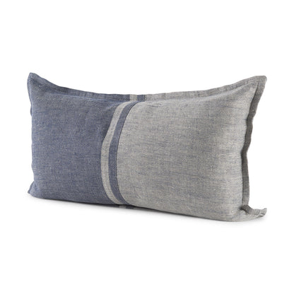 Gray And Blue Color Block Lumbar Pillow Cover FurniFindUSA