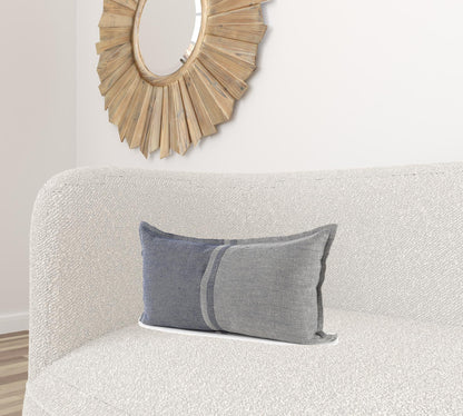 Gray And Blue Color Block Lumbar Pillow Cover FurniFindUSA