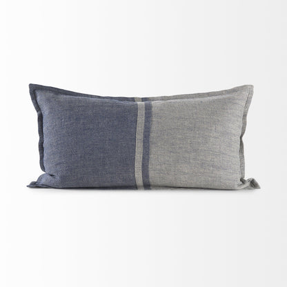 Gray And Blue Color Block Lumbar Pillow Cover FurniFindUSA